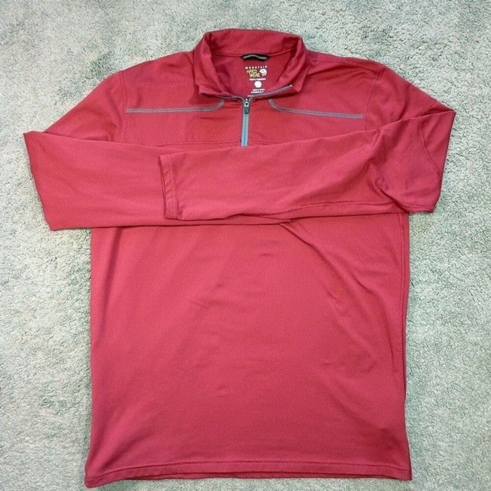 Mountain Hardwear Pullover 1/4 Zip Fleece Mens Medium Red Hiking‎ Camp Gorpcore - Picture 2 of 7